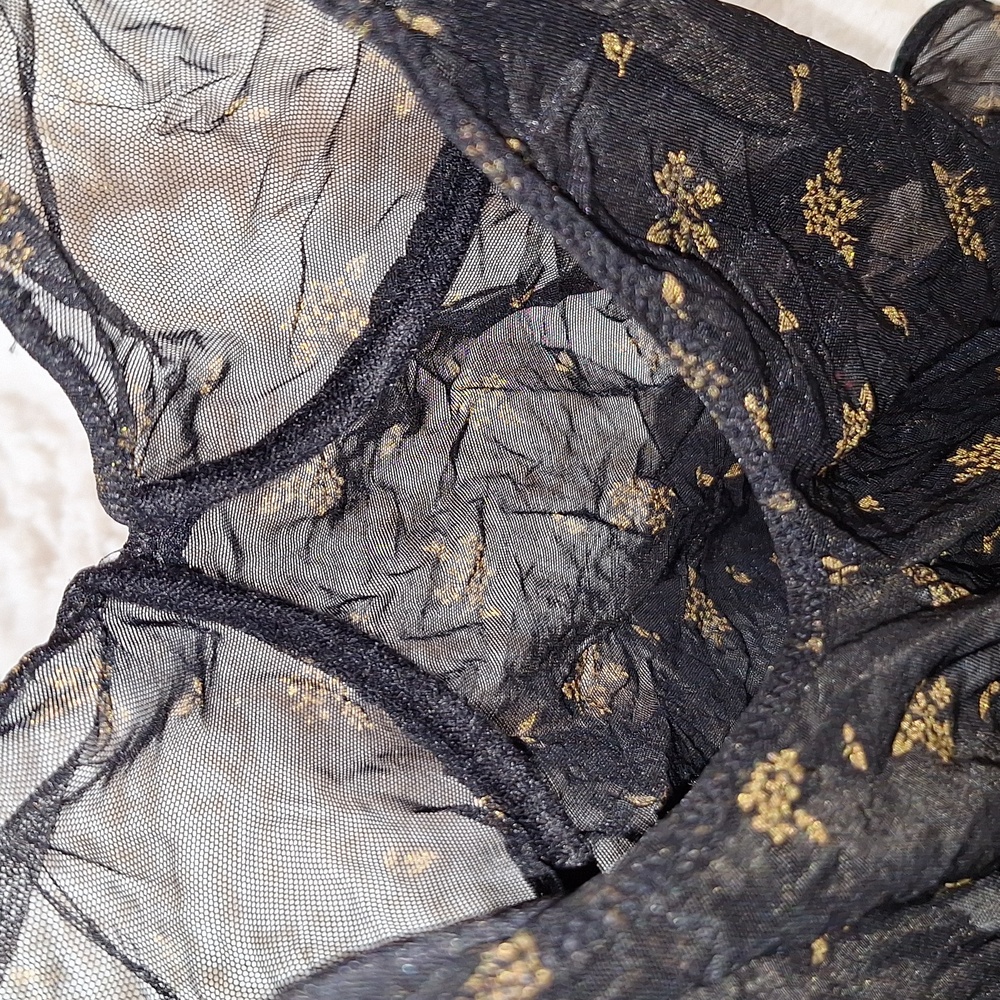 Sexy Mesh Black & Tan Floral Body Suite Unknown Brand XS - Picture 8 of 10
